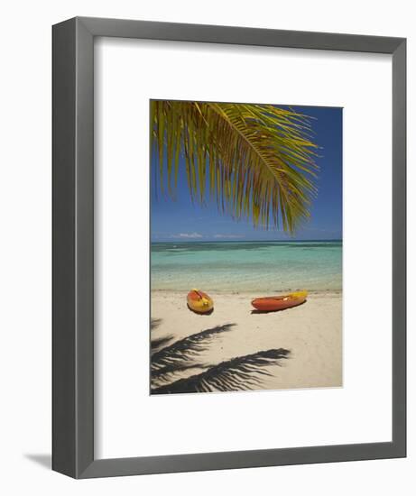 Kayaks on the Beach, Plantation Island Resort, Malolo Lailai Island, Mamanuca Islands, Fiji-David Wall-Framed Premium Photographic Print