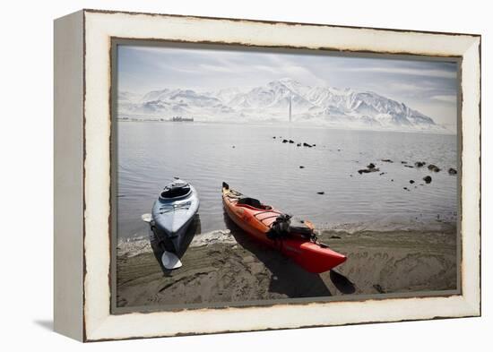 Kayaks on the Shore of the Great Salt Lake-Lindsay Daniels-Framed Premier Image Canvas