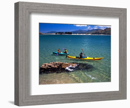 Kayaks, Otekiho Beach, Otago Harbor, New Zealand-David Wall-Framed Photographic Print