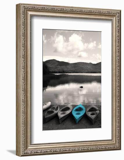 Kayaks Teal 4-Suzanne Foschino-Framed Photographic Print