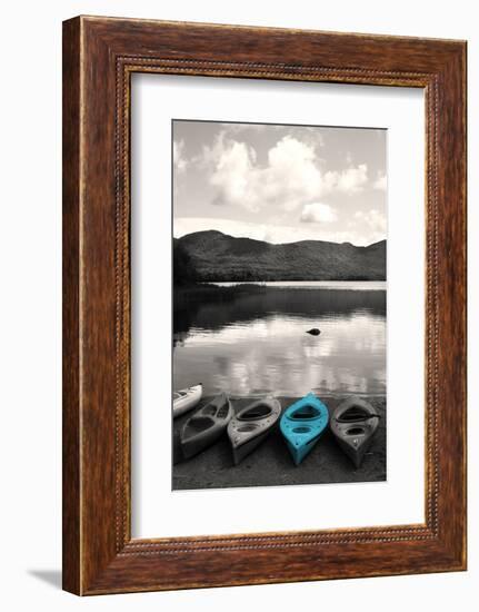 Kayaks Teal 4-Suzanne Foschino-Framed Photographic Print