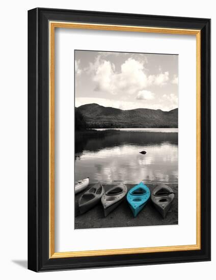 Kayaks Teal 4-Suzanne Foschino-Framed Photographic Print