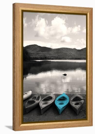 Kayaks Teal 4-Suzanne Foschino-Framed Premier Image Canvas