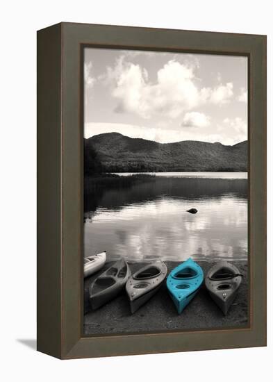 Kayaks Teal 4-Suzanne Foschino-Framed Premier Image Canvas