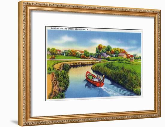 Keansburg, New Jersey - View of People Boating on the Creek, c.1937-Lantern Press-Framed Art Print