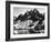 "Kearsarge Pinnacles," Partially Snow-Covered Rocky Formations Along the Edge of the River-Ansel Adams-Framed Premium Photographic Print