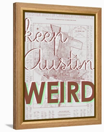 Keep Austin Weird - 1939, Austin Chamber of Commerce, Texas, United States Map-null-Framed Premier Image Canvas