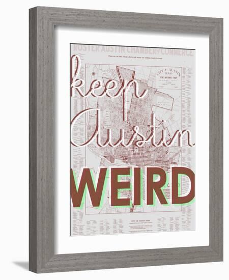 Keep Austin Weird - 1939, Austin Chamber of Commerce, Texas, United States Map-null-Framed Giclee Print