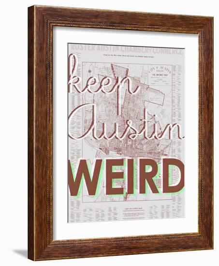 Keep Austin Weird - 1939, Austin Chamber of Commerce, Texas, United States Map-null-Framed Giclee Print