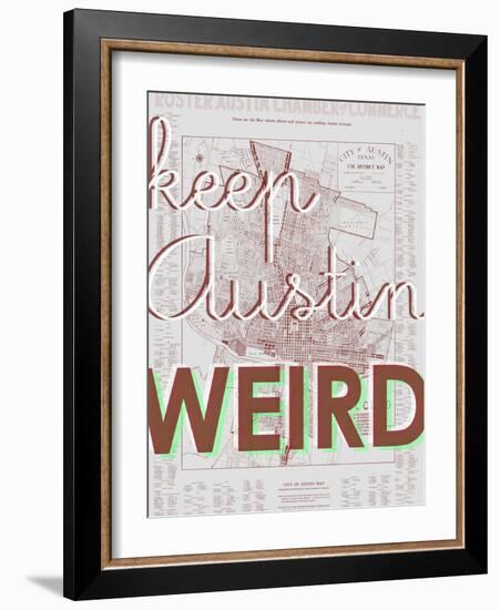 Keep Austin Weird - 1939, Austin Chamber of Commerce, Texas, United States Map-null-Framed Giclee Print