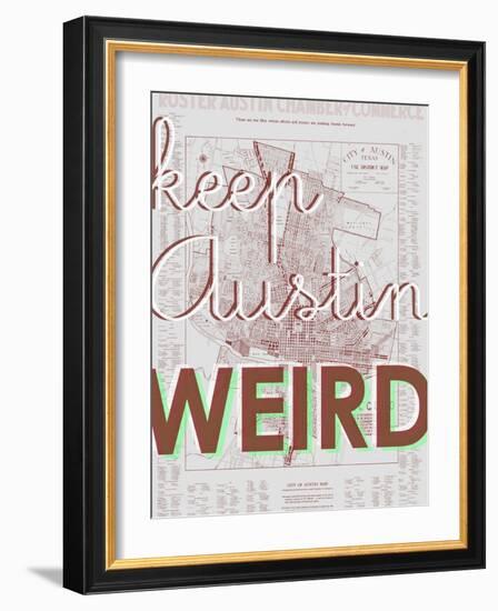 Keep Austin Weird - 1939, Austin Chamber of Commerce, Texas, United States Map-null-Framed Giclee Print