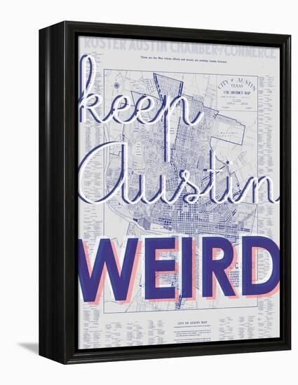 Keep Austin Weird - 1939, Austin Chamber of Commerce, Texas, United States Map-null-Framed Premier Image Canvas