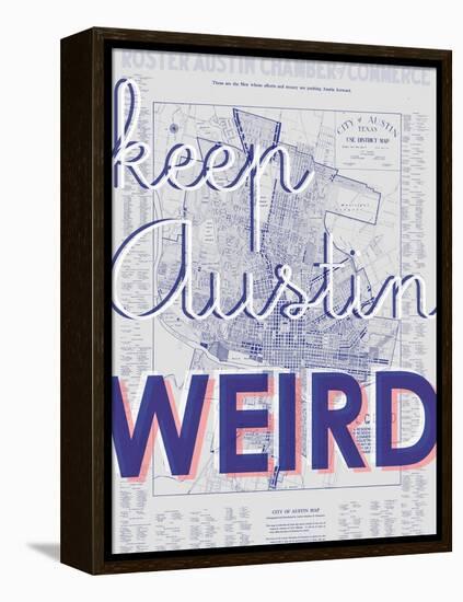 Keep Austin Weird - 1939, Austin Chamber of Commerce, Texas, United States Map-null-Framed Premier Image Canvas