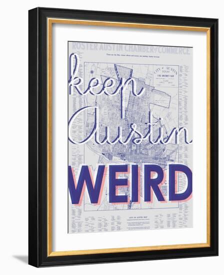 Keep Austin Weird - 1939, Austin Chamber of Commerce, Texas, United States Map-null-Framed Giclee Print