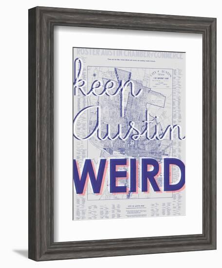 Keep Austin Weird - 1939, Austin Chamber of Commerce, Texas, United States Map-null-Framed Giclee Print