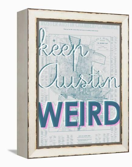 Keep Austin Weird - 1939, Austin Chamber of Commerce, Texas, United States Map-null-Framed Premier Image Canvas