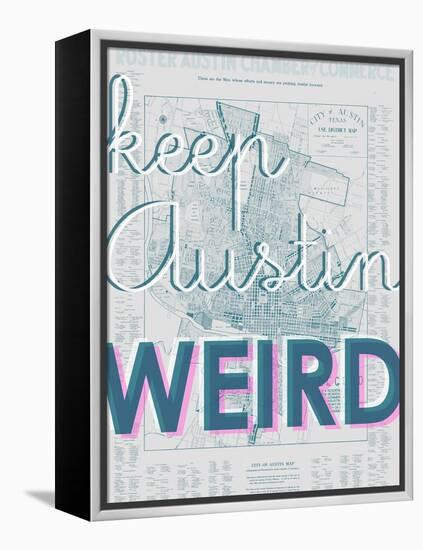 Keep Austin Weird - 1939, Austin Chamber of Commerce, Texas, United States Map-null-Framed Premier Image Canvas