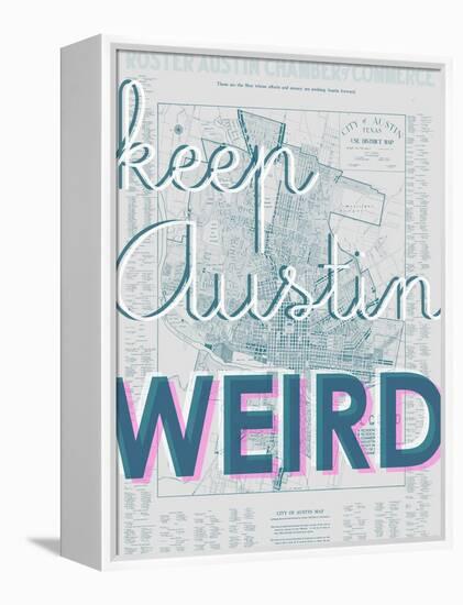 Keep Austin Weird - 1939, Austin Chamber of Commerce, Texas, United States Map-null-Framed Premier Image Canvas