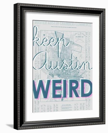 Keep Austin Weird - 1939, Austin Chamber of Commerce, Texas, United States Map-null-Framed Giclee Print