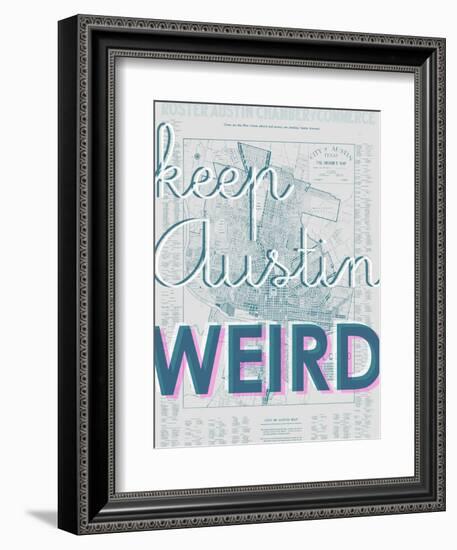 Keep Austin Weird - 1939, Austin Chamber of Commerce, Texas, United States Map-null-Framed Premium Giclee Print