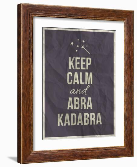 Keep Calm Abra Cadabra Quote on Crumpled Paper Texture-ONiONAstudio-Framed Art Print