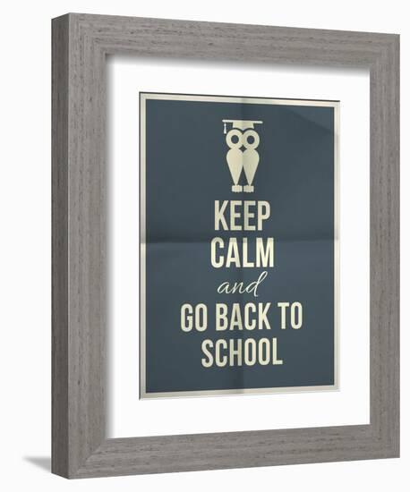 Keep Calm and Back to School Design Typographic Quote with Owl-ONiONAstudio-Framed Art Print