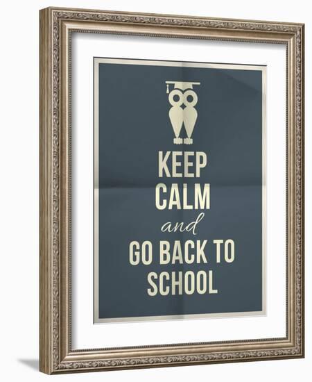 Keep Calm and Back to School Design Typographic Quote with Owl-ONiONAstudio-Framed Art Print
