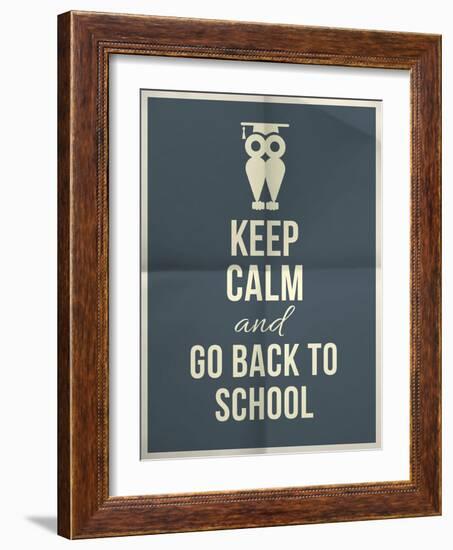 Keep Calm and Back to School Design Typographic Quote with Owl-ONiONAstudio-Framed Art Print