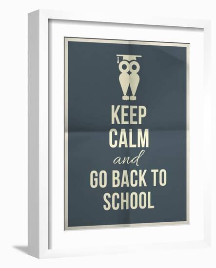 Keep Calm and Back to School Design Typographic Quote with Owl-ONiONAstudio-Framed Art Print