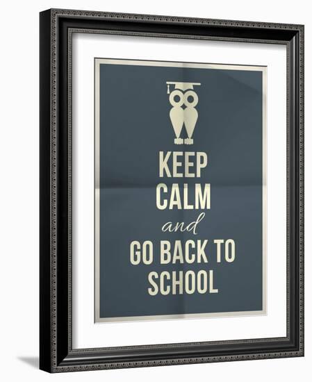 Keep Calm and Back to School Design Typographic Quote with Owl-ONiONAstudio-Framed Art Print