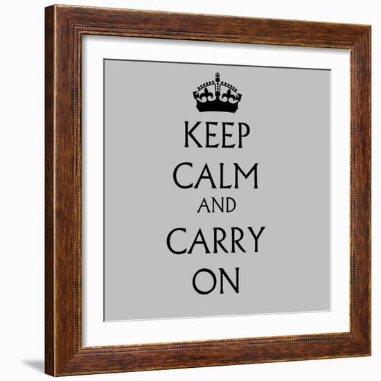 Keep Calm and Carry on Grey-null-Framed Art Print