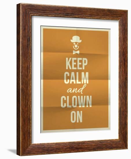 Keep Calm and Clown on Quote on Folded in Four Paper Texture-ONiONAstudio-Framed Art Print