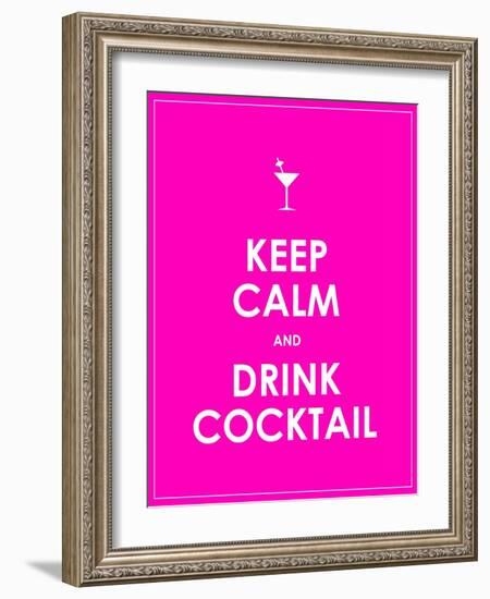 Keep Calm and Drink Cocktail Vector Background-place4design-Framed Art Print