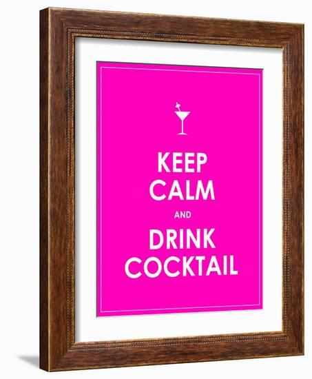 Keep Calm and Drink Cocktail Vector Background-place4design-Framed Art Print