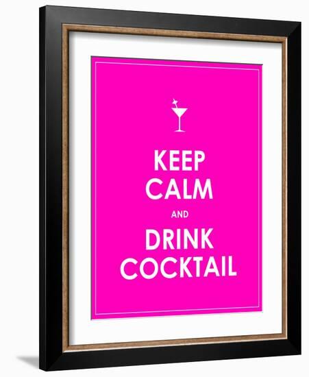 Keep Calm and Drink Cocktail Vector Background-place4design-Framed Art Print