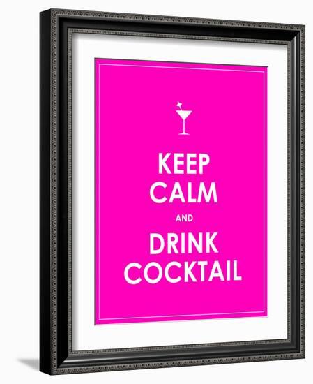 Keep Calm and Drink Cocktail Vector Background-place4design-Framed Art Print