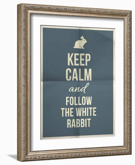 Keep Calm and Fallow the White Rabbit Quote on Folded in Four Paper Texture-ONiONAstudio-Framed Art Print