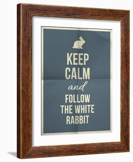 Keep Calm and Fallow the White Rabbit Quote on Folded in Four Paper Texture-ONiONAstudio-Framed Art Print