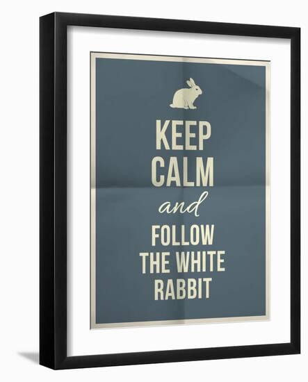 Keep Calm and Fallow the White Rabbit Quote on Folded in Four Paper Texture-ONiONAstudio-Framed Art Print