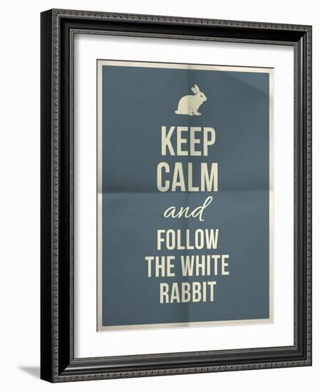 Keep Calm and Fallow the White Rabbit Quote on Folded in Four Paper Texture-ONiONAstudio-Framed Art Print