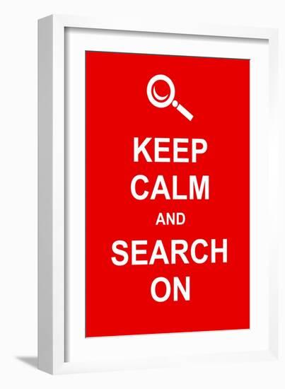 Keep Calm and Search On-prawny-Framed Art Print