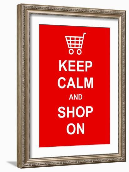 Keep Calm and Shop On-prawny-Framed Art Print