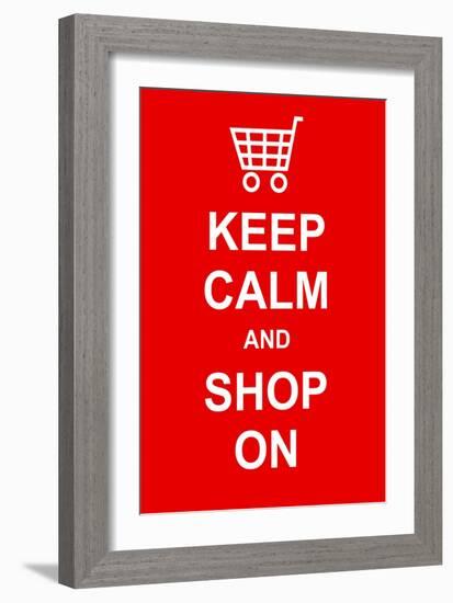 Keep Calm and Shop On-prawny-Framed Art Print