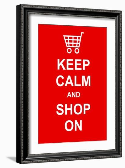 Keep Calm and Shop On-prawny-Framed Art Print