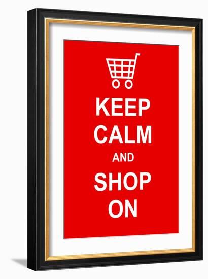 Keep Calm and Shop On-prawny-Framed Art Print