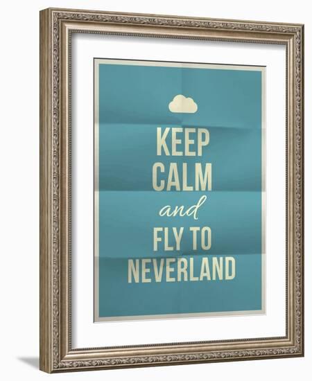 Keep Calm Fly to Neverland Quote on Folded in Eight Paper Texture-ONiONAstudio-Framed Art Print