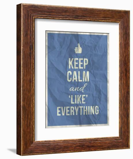 Keep Calm like Everything Quote on Crumpled Paper Texture-ONiONAstudio-Framed Premium Giclee Print