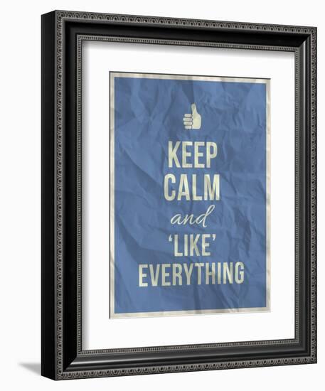 Keep Calm like Everything Quote on Crumpled Paper Texture-ONiONAstudio-Framed Premium Giclee Print