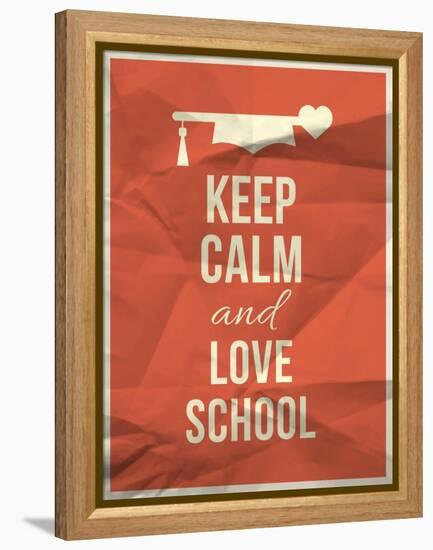 Keep Calm Love School Design Quote with Graduation Hat Hearth-ONiONAstudio-Framed Stretched Canvas