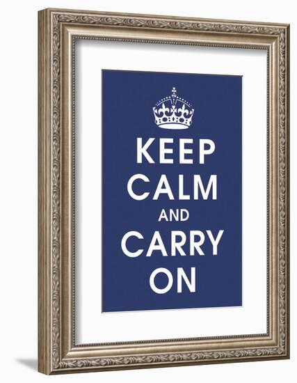 Keep Calm (navy)-Vintage Reproduction-Framed Art Print